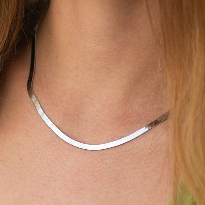 Кольє "Наомі" у білому золоті (снейк) ц00519 №4