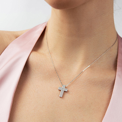 Золоте кольє "Хрестик" з діамантами колб0202mi №4