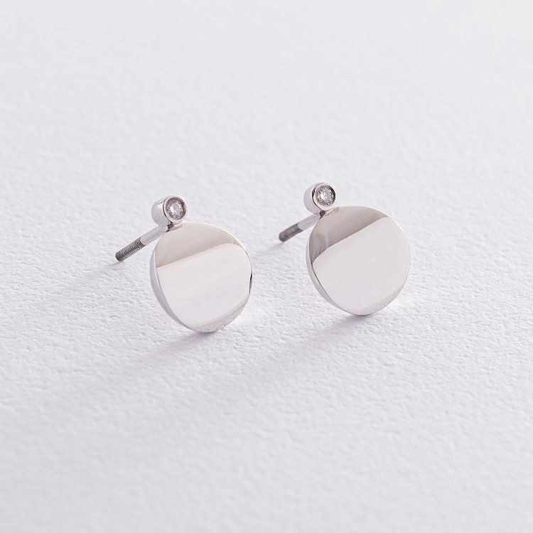 Золотые серьги - пусеты "Софи" с бриллиантами 102-10067 от ювелирного магазина Оникс