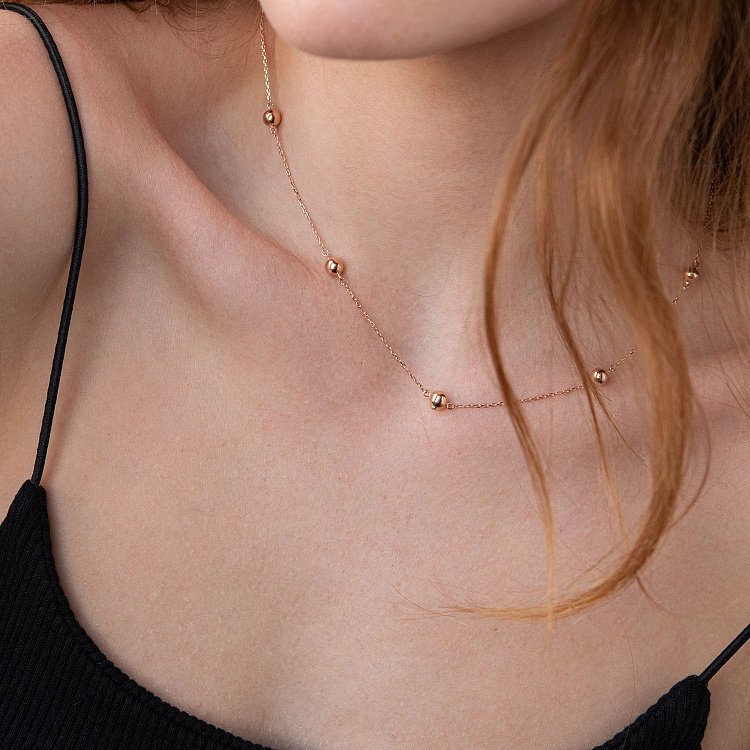 Кольє "Кульки" в червоному золоті кол01953 від ювелірного магазину Онікс - 8