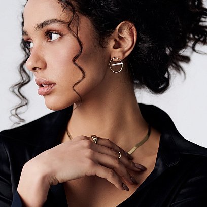 Золотые серьги - пусеты "Баланс" с07795 №3