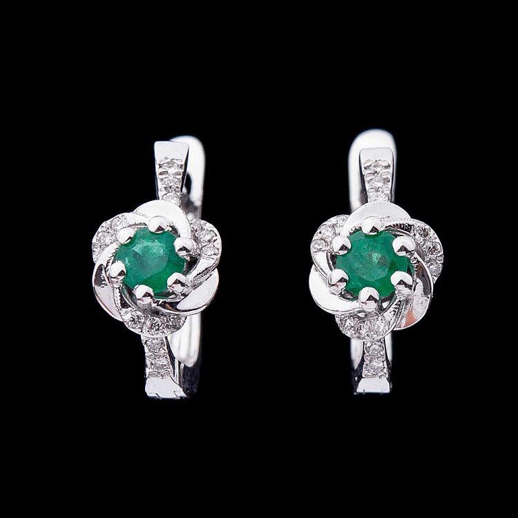 Золоті сережки з смарагдами і діамантами сб02848 від ювелірного магазину Онікс - 1