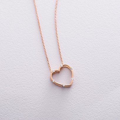 Золотое колье "Сердце" (фианит) кол01603