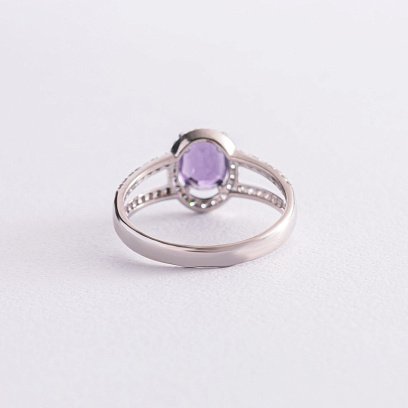 Срібна каблучка з аметистом і фіанітами 1351/1р-AMET №5