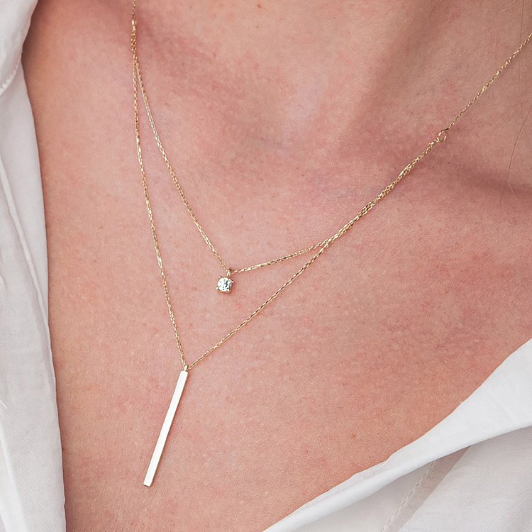 Подвійне золоте кольє "Хлоя" з фіанітом кол02046 від ювелірного магазину Онікс - 1