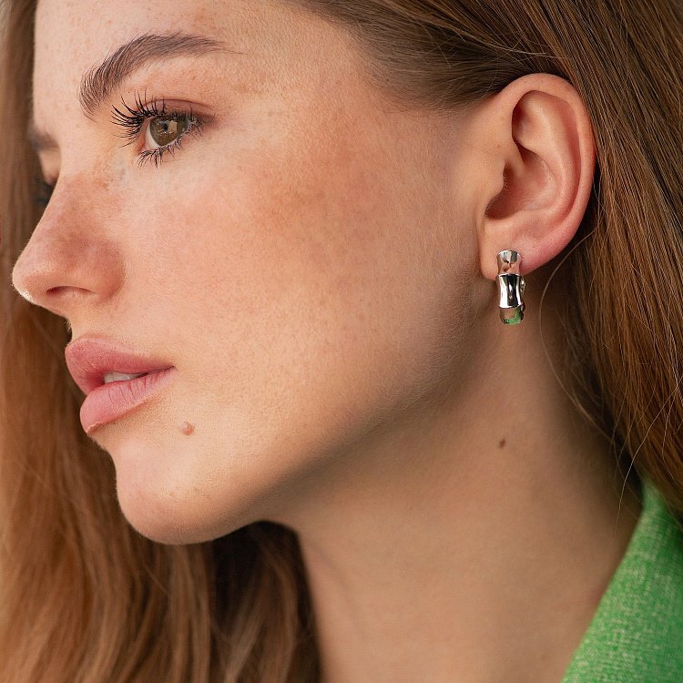 Сережки - кільця "Selesta" у білому золоті с09026 від ювелірного магазину Онікс - 3