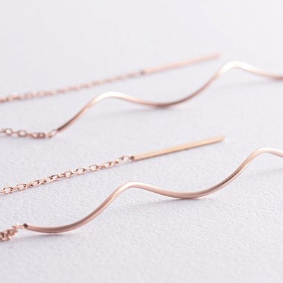 Серьги - протяжки "Завиток" из красного золота с08333 №4