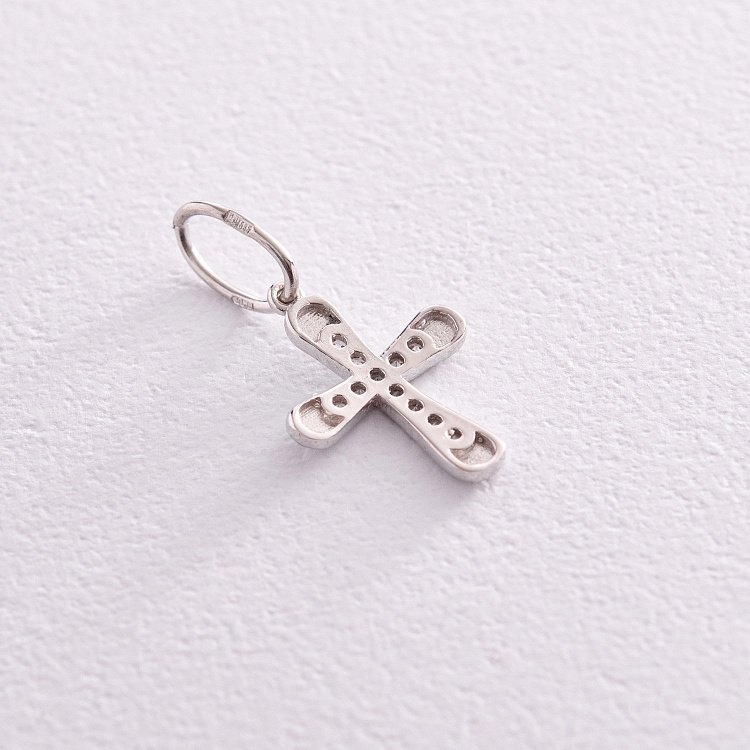 Хрестик у білому золоті з фіанітами п03760 від ювелірного магазину Онікс - 2