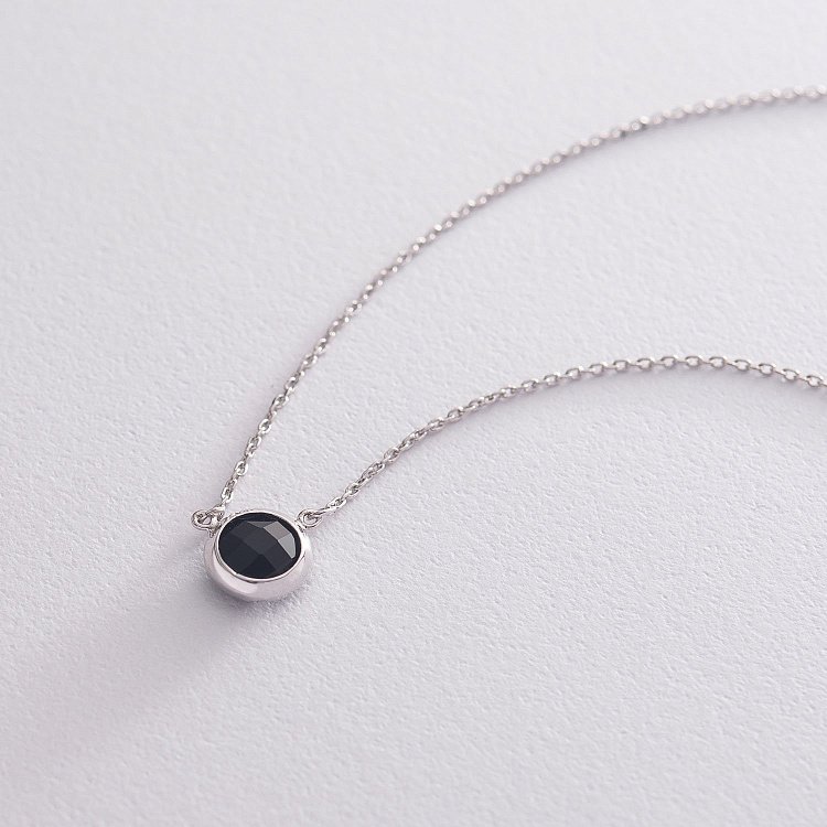 Срібне кольє з оніксом 18966 від ювелірного магазину Онікс