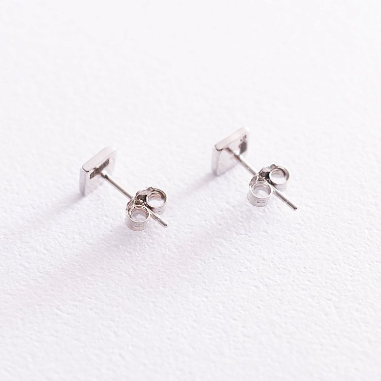 Серебряные серьги-пусеты "Квадратики" (эмаль) 122845 от ювелирного магазина Оникс - 2