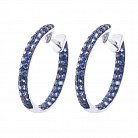 Золотые серьги-кольца (синий сапфир) сб0256sth от ювелирного магазина Оникс