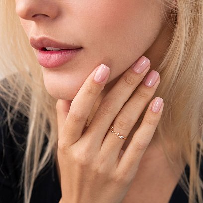 Кольцо "Love" в красном золоте с фианитом к06797 №3