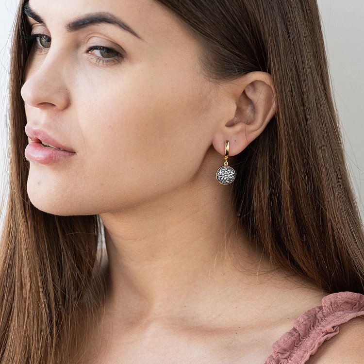 Срібні сережки "Квіточки" (чорніння, позолота) 122796 від ювелірного магазину Онікс - 5