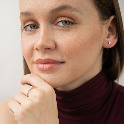 Заручальна золота каблучка з діамантами кб0634ca №2