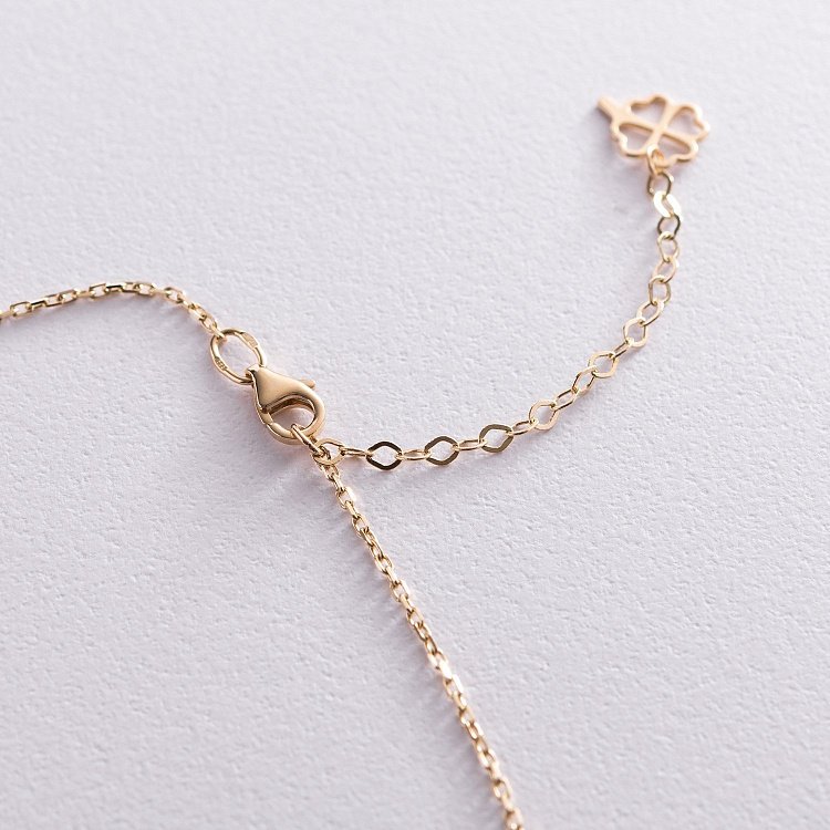 Золотое колье "Клевер" с малахитом кол02019 от ювелирного магазина Оникс - 4