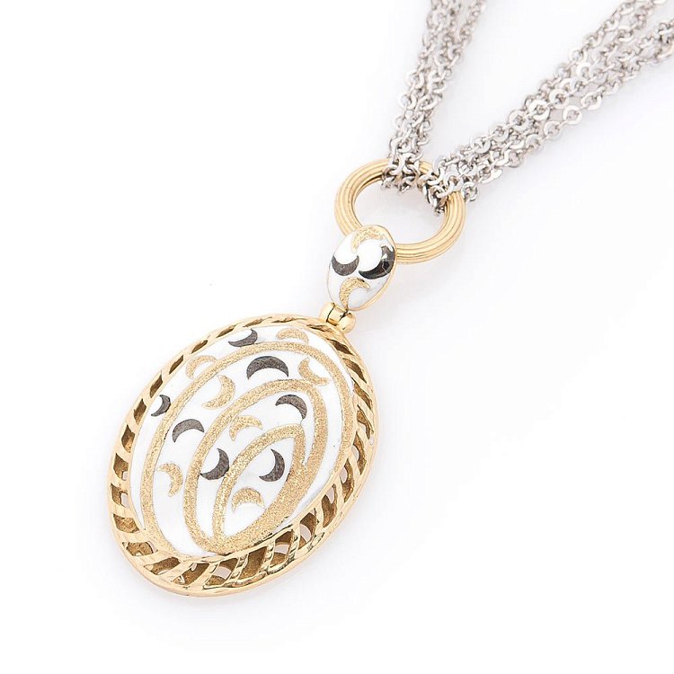 Золотое колье с эмалью кол00389 от ювелирного магазина Оникс - 2