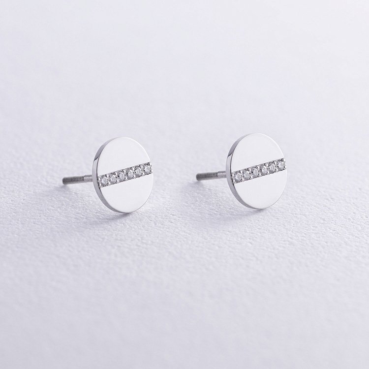 Серьги - пусеты с бриллиантами (белое золото) 334941121 от ювелирного магазина Оникс