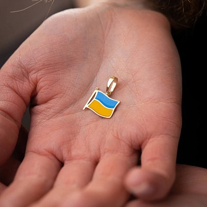 Підвіска "Прапор України" у жовтому золоті п03780 №5