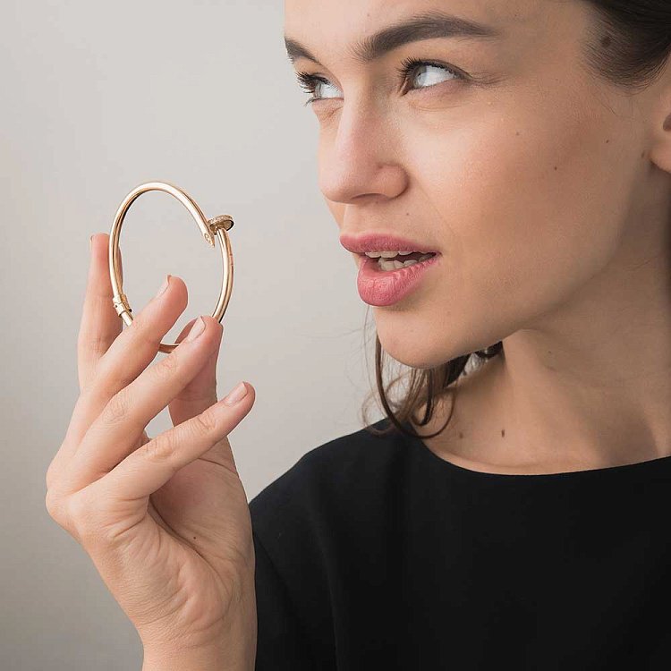 Золотий браслет "Цвях" з фіанітами б02241 від ювелірного магазину Онікс - 3