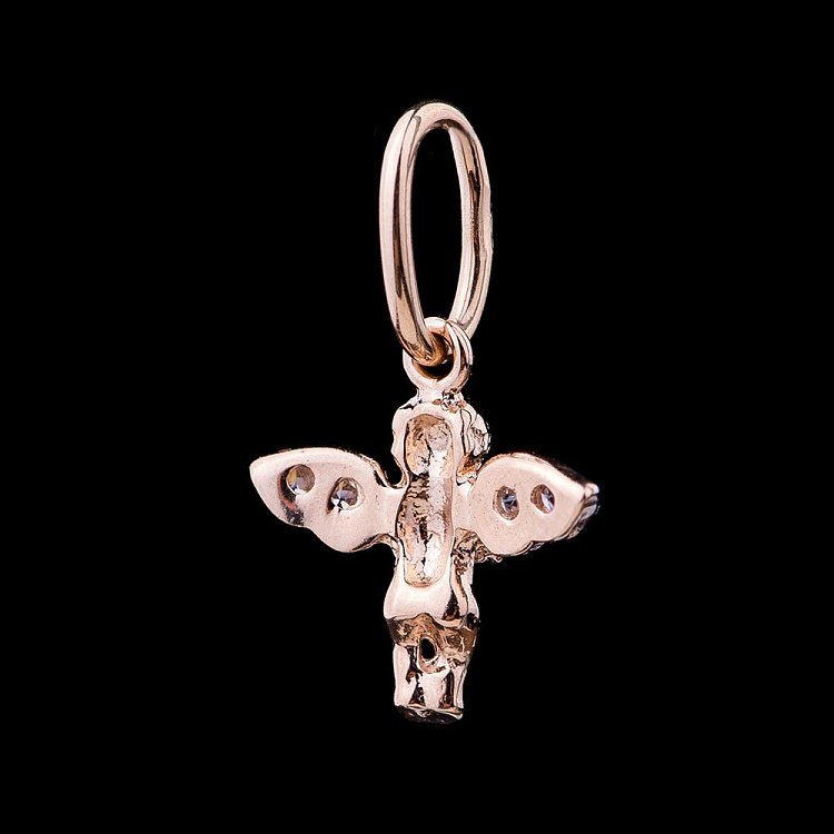 Золотая детская подвеска "Ангел" с фианитами п02723 от ювелирного магазина Оникс - 1