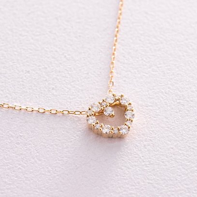 Золоте кольє "Сердечко" з діамантами колб0083cha №3