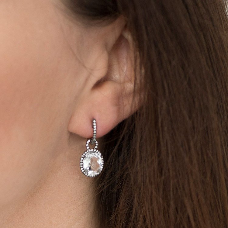 Золотые серьги (кварц, бриллиант) LDE0433-p от ювелирного магазина Оникс - 5