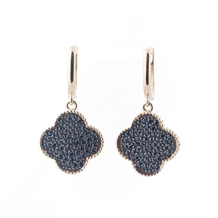 Золотые серьги "Клевер" (фианиты) с04400 от ювелирного магазина Оникс