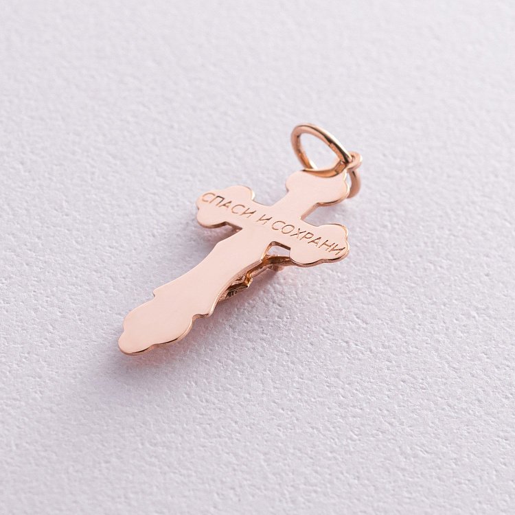 Золотий православний хрестик "Розп'яття. Спаси і збережи" п02337 від ювелірного магазину Онікс - 2