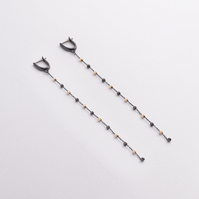 Золотые серьги "Шарики на цепочке" с09438