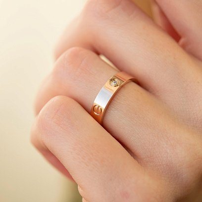 Кольцо "Love" в красном золоте (фианиты) к07164 №4
