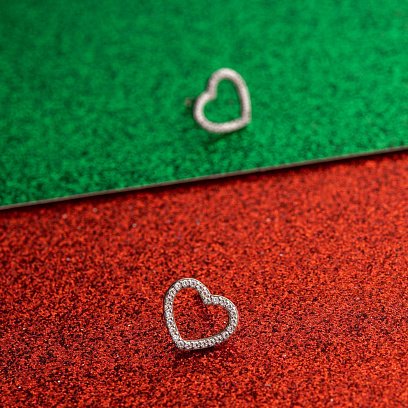 Серебряные серьги - пусеты "Сердечки" с фианитами OR121210 №6