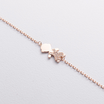 Золотий браслет "Хлопчик" з фіанітами б02546 №3