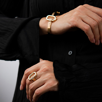 Кольцо "Alice" в желтом золоте (фианиты) к08375 №8