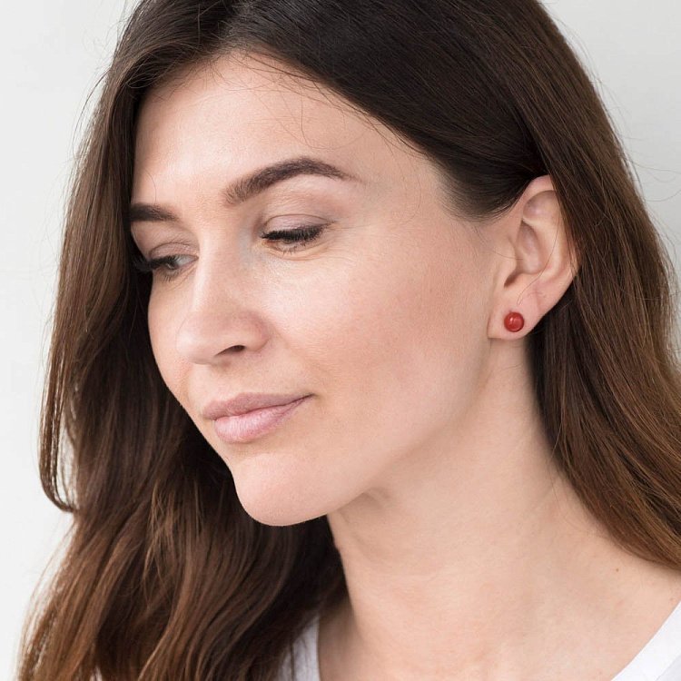 Золоті сережки-пусети (корал) сб0141sa від ювелірного магазину Онікс - 2