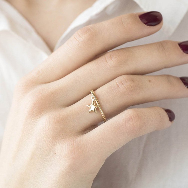 Золотое кольцо "Звезда" (фианит) к06113 от ювелирного магазина Оникс - 3