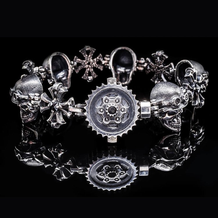 Чоловічий срібний браслет "Гонщик" з гематитом tlbiker від ювелірного магазину Онікс - 7