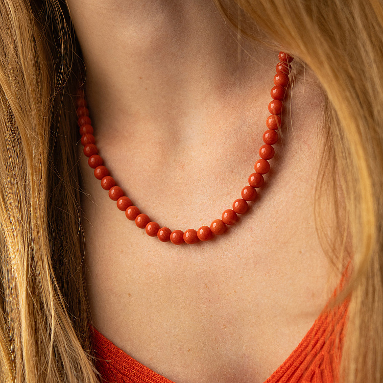 Намисто з коралу (золота застібка) бус016к від ювелірного магазину Онікс - 3