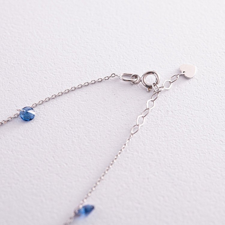 Браслет "Українка" у білому золоті (сині та жовті фіаніти) б05119 від ювелірного магазину Онікс - 5