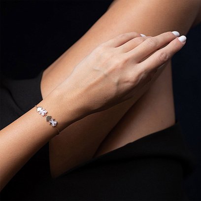 Золотой браслет "Два мальчика" (фианит) б02796 №2