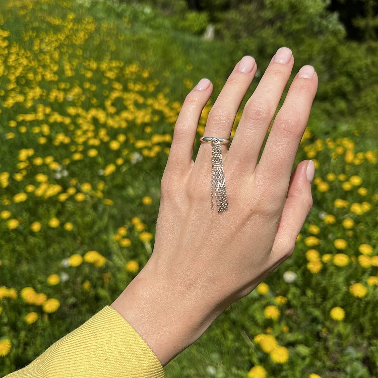 Серебряное кольцо с цепочками 112650 от ювелирного магазина Оникс - 7