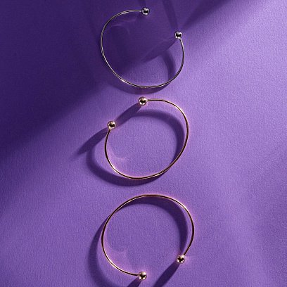 Жесткий браслет "Шарики" (белое золото) б05474 №8