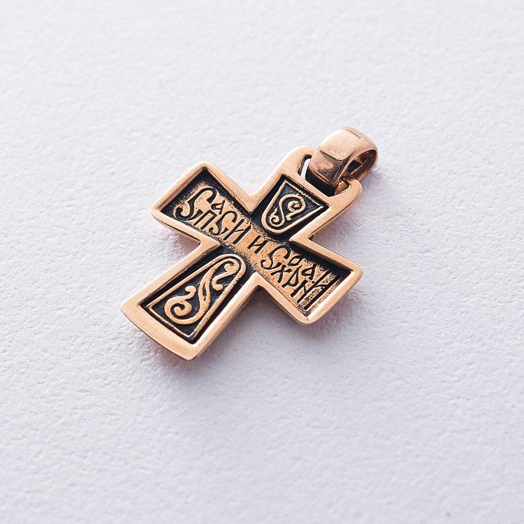 Золотий хрестик з чорнінням п02018 від ювелірного магазину Онікс - 1