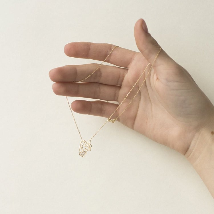 Золотое колье "Мать с ребенком" (фианиты) кол01375 от ювелирного магазина Оникс - 3