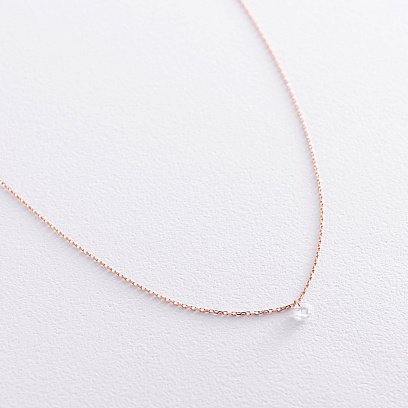 Колье в красном золоте с одним фианитом кол01812