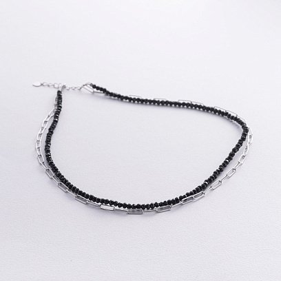 Серебряное двойное колье (хрусталь) 908-01438 №3