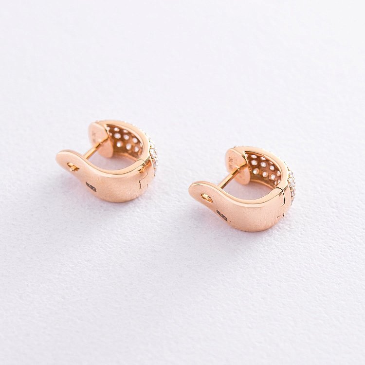 Золоті сережки - кільця з діамантами doubs533 від ювелірного магазину Онікс - 2