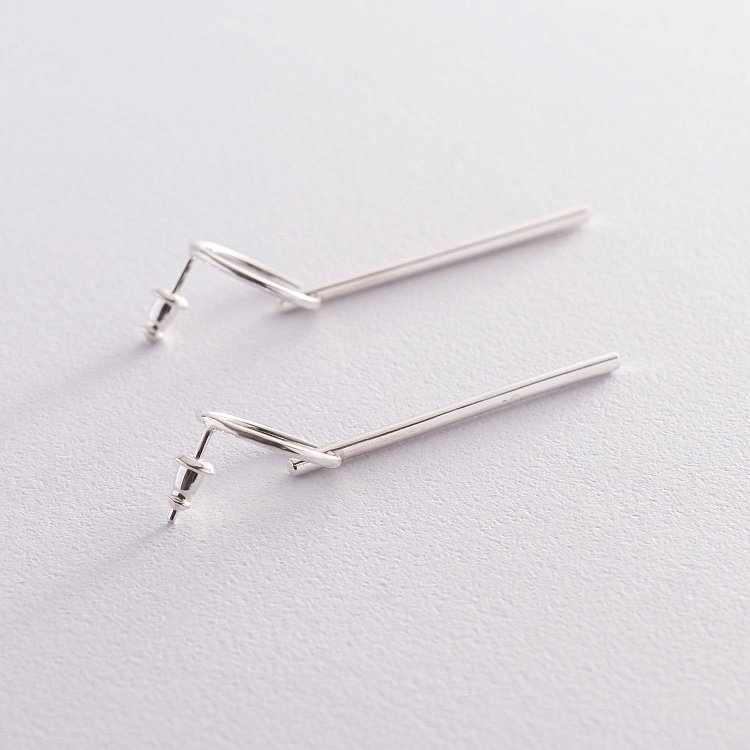 Срібні сережки - пусети "Геометрія" 122995 від ювелірного магазину Онікс - 7