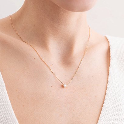 Кольє в червоному золоті з діамантом 719112421 №2