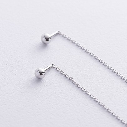Серебряные серьги - протяжки "Шарики" 902-01286 №3
