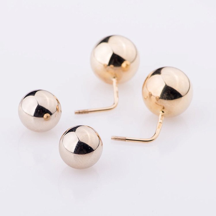 Золотые серьги с шарами с03608 от ювелирного магазина Оникс - 3